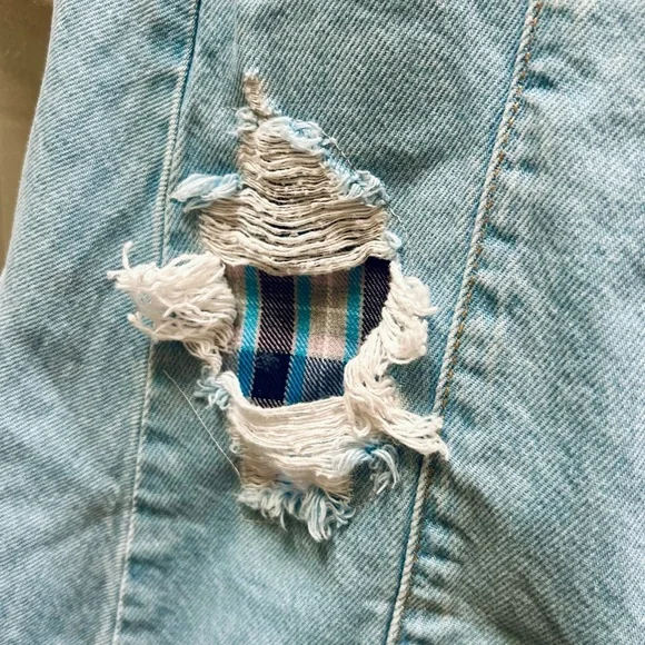 We The Free Riptide Denim Maxi Skirt | Sz 0 (XS) | Distressed Plaid Patchwork - Picture 6 of 9